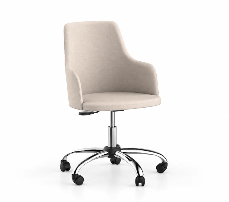 Cadeira Ella Office com braços Base Metal Cromado